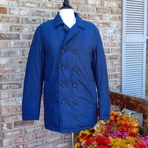 Eddie Bauer Coat GOOSE DOWN-Filled Double Breasted Winter Coat Navy Blue Puffer